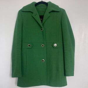 Calvin Klein Green Wool + Polyester Coat — Size 4 — Classic Fit — Rare Color
